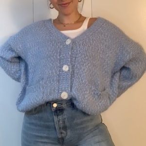 Princess Polly Baby Blue Button Chunky Cardigan